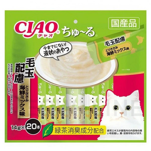 Ciao 【20本系列】化毛球雞肉醬海鮮MIX味 20 x 14g
