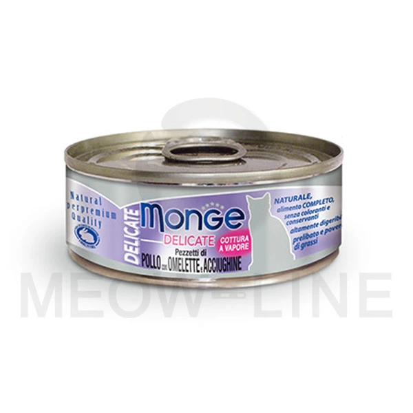 Monge 【肉絲主食罐】雞肉鯷魚奄列貓罐頭 80g