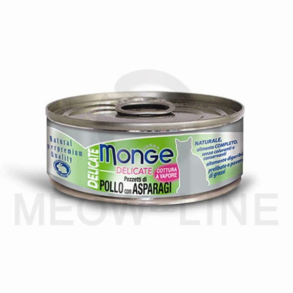 Monge 【肉絲主食罐】雞肉蘆荀貓罐頭 80g