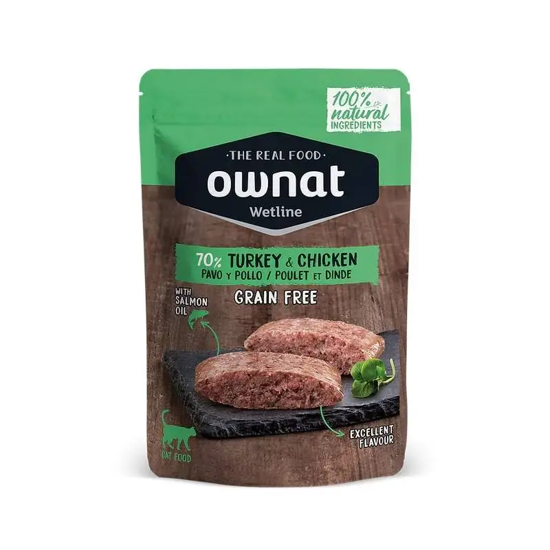 Ownat 無穀物貓主食濕包 - 放牧火雞及雞肉 85g