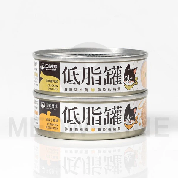 汪喵星球 貓咪低脂無膠主食罐 | 清爽雞肉泥 80g