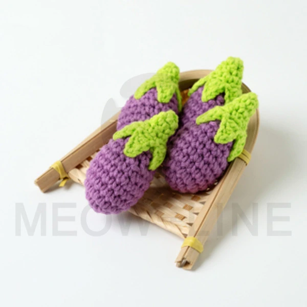 汪喵星球 鉤針水果貓草包 - 茄子