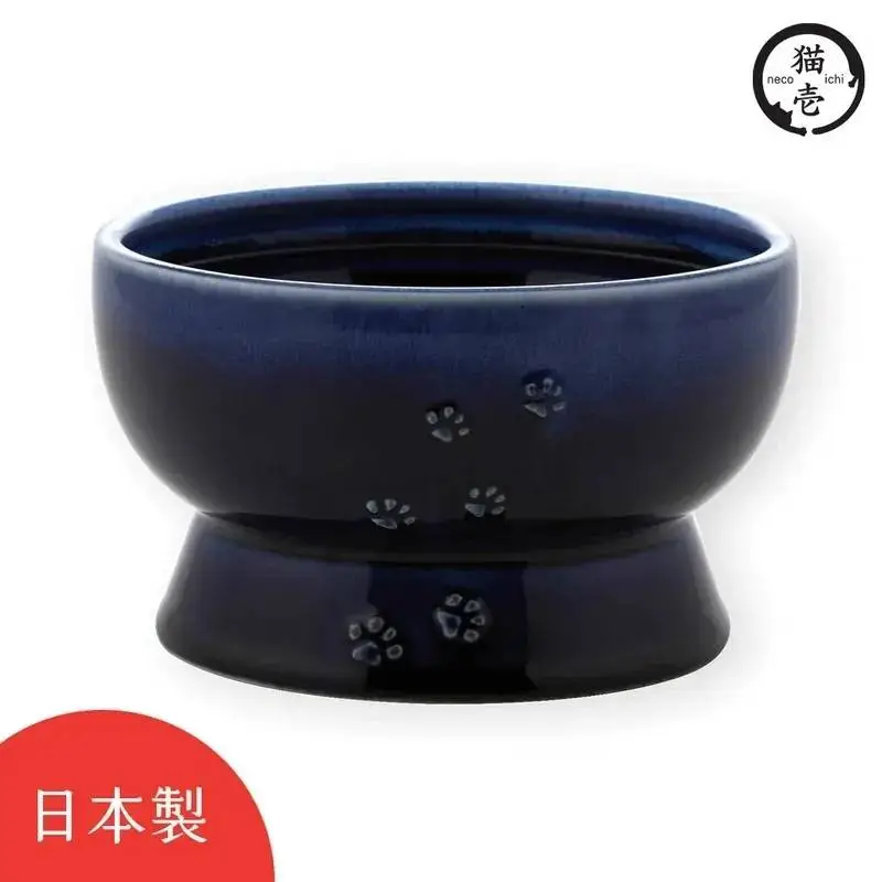貓壹Necoichi 快樂時光 琉璃紺 美濃燒飲水碗 (日本製)