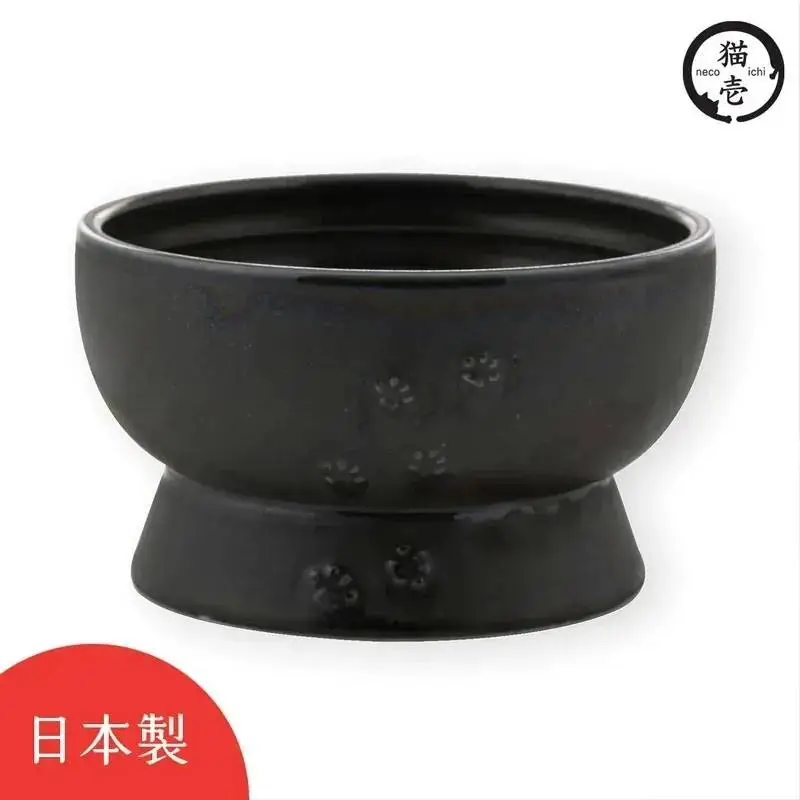 貓壹Necoichi 快樂時光 墨色 美濃燒飲水碗 (日本製)